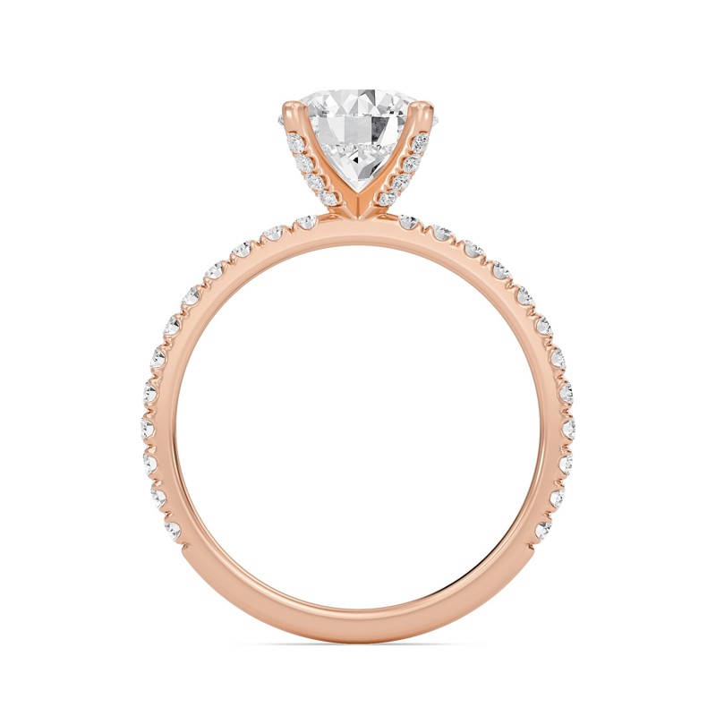 Round Embellished Prongs Pave Rings