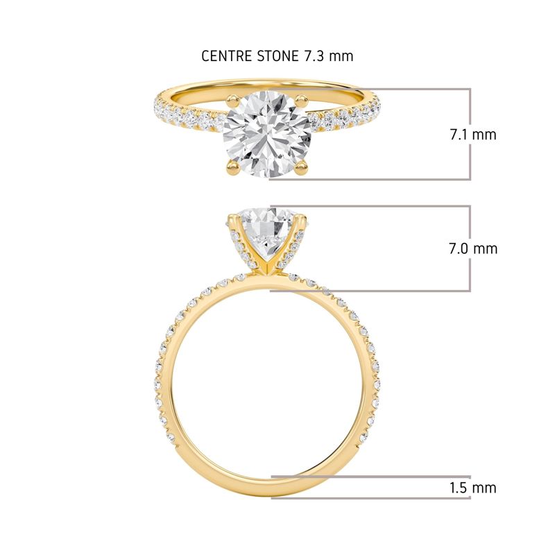 Round Embellished Prongs Pave Rings