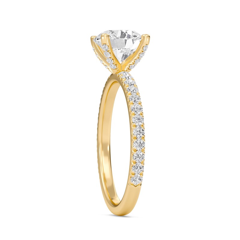 Round Embellished Prongs Pave Rings