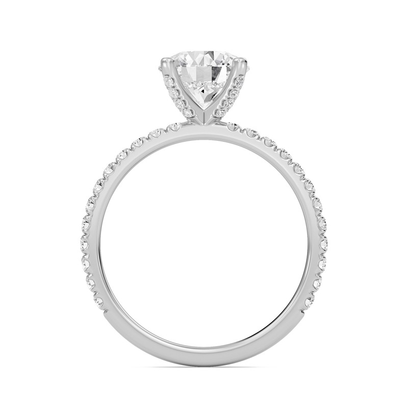 Round Embellished Prongs Pave Rings