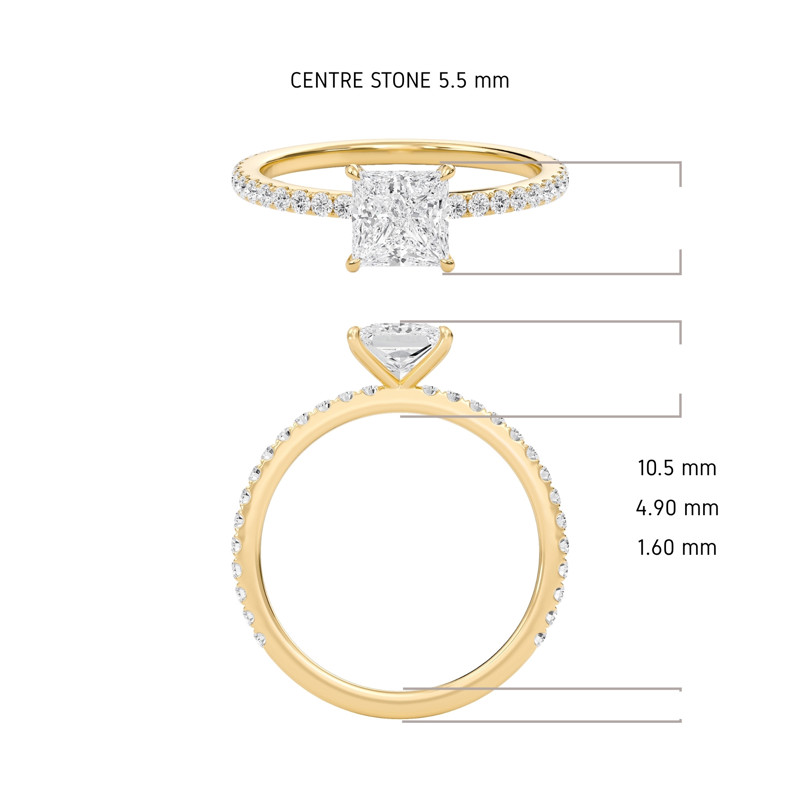 Princess Classic Pave Engagement Ring