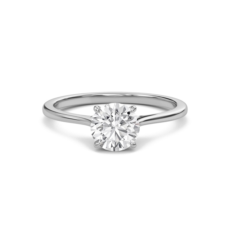 Round Cathedral Hidden Halo Engagement Ring