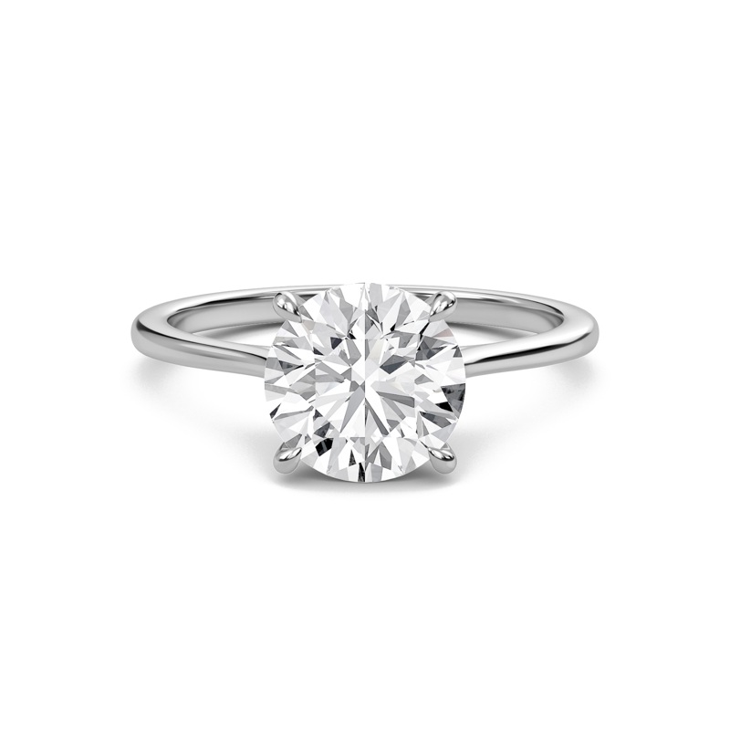 Round Cathedral Hidden Halo Engagement Ring