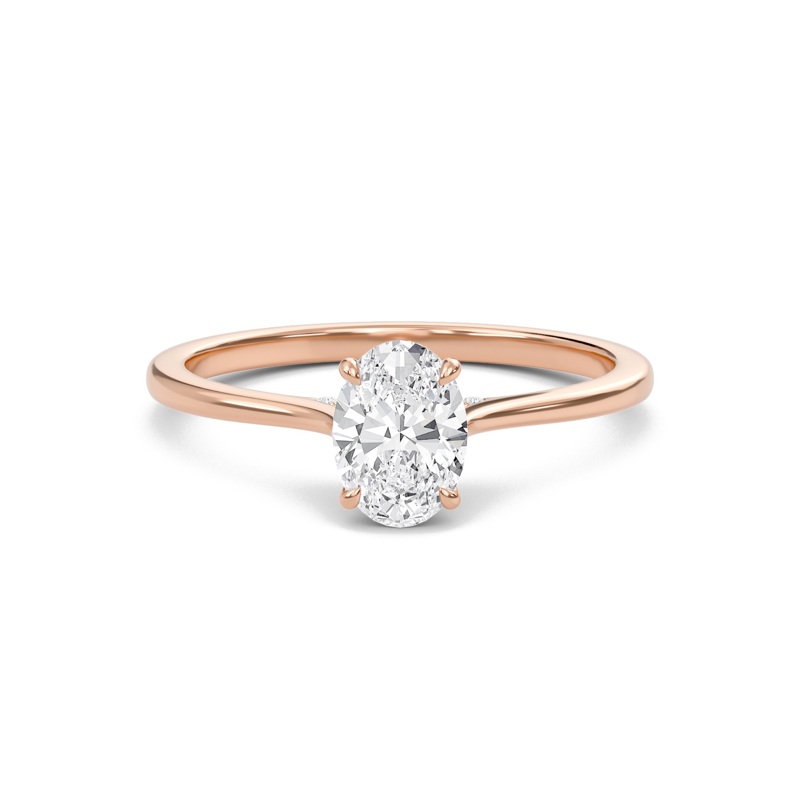 Oval Cathedral Hidden Halo Engagement Ring