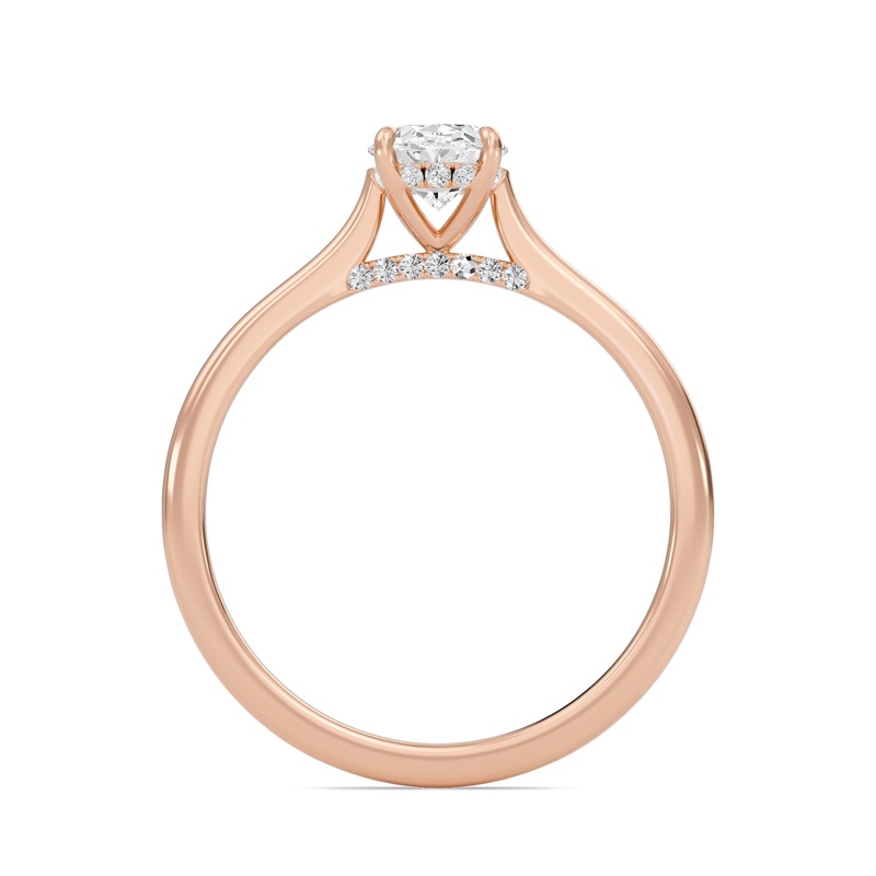 Oval Cathedral Hidden Halo Engagement Ring