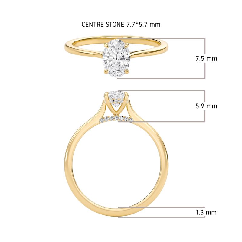 Oval Cathedral Hidden Halo Engagement Ring