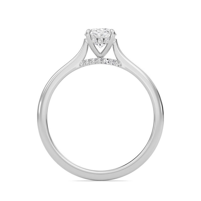 Oval Cathedral Hidden Halo Engagement Ring