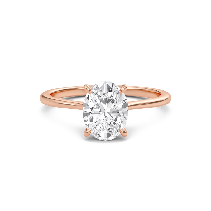 Oval Cathedral Hidden Halo Engagement Ring
