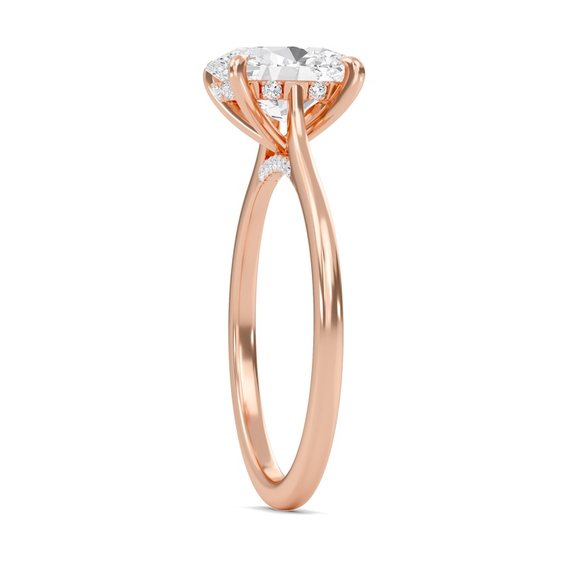 Oval Cathedral Hidden Halo Engagement Ring