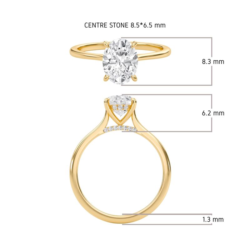 Oval Cathedral Hidden Halo Engagement Ring