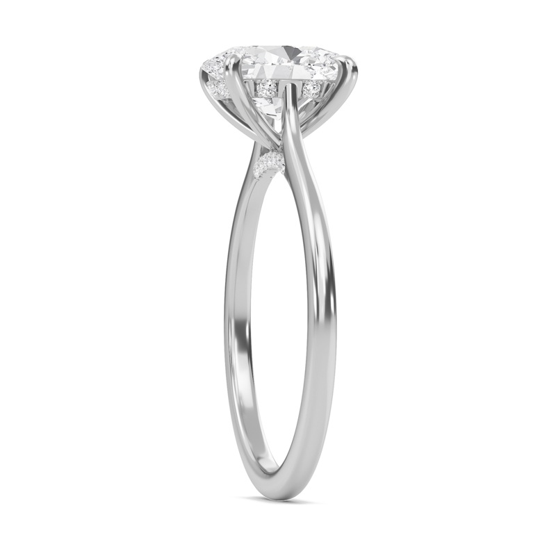 Oval Cathedral Hidden Halo Engagement Ring