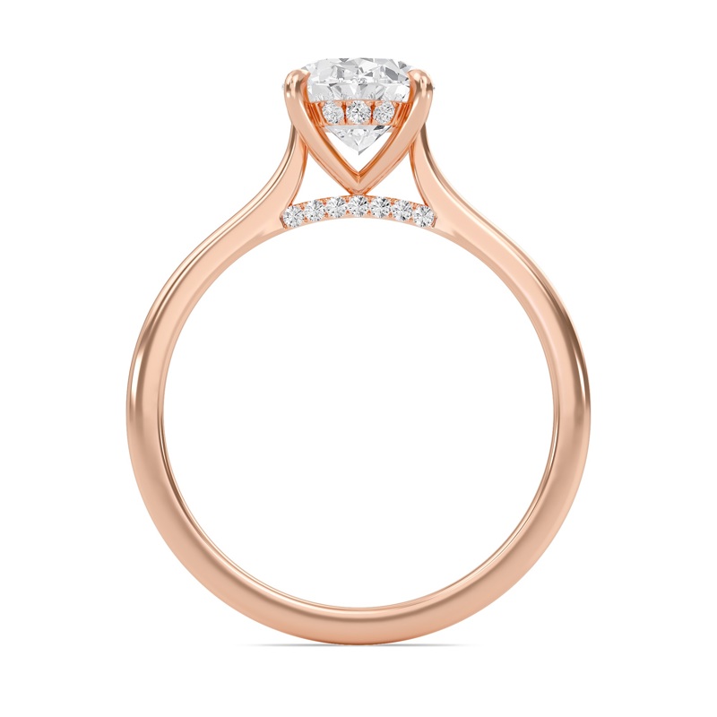 Oval Cathedral Hidden Halo Engagement Ring