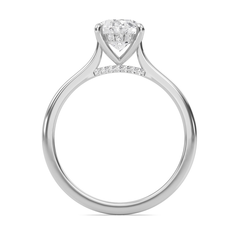 Oval Cathedral Hidden Halo Engagement Ring