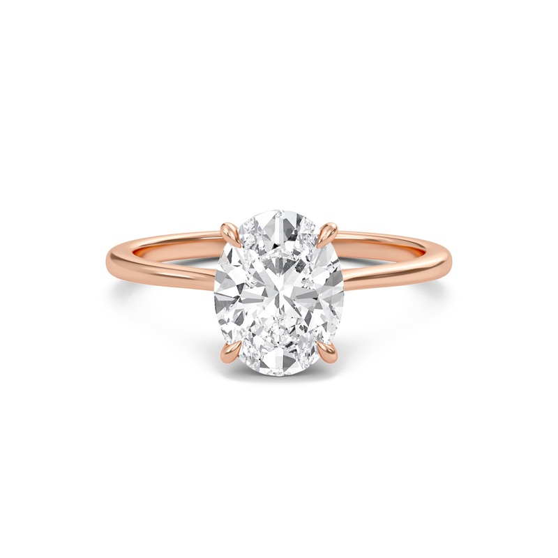 Oval Cathedral Hidden Halo Engagement Ring