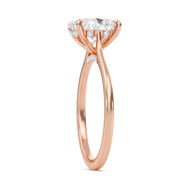 Oval Cathedral Hidden Halo Engagement Ring