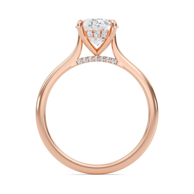 Oval Cathedral Hidden Halo Engagement Ring