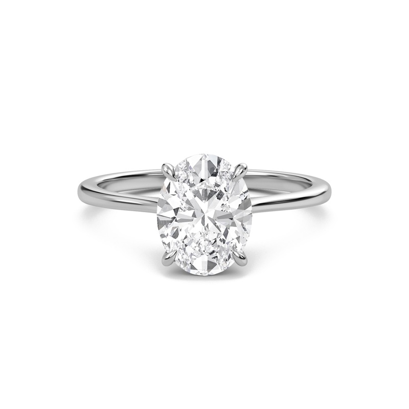 Oval Cathedral Hidden Halo Engagement Ring