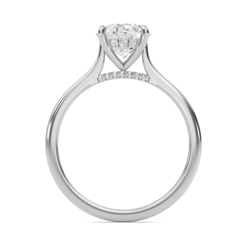 Oval Cathedral Hidden Halo Engagement Ring