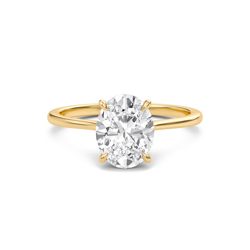 Oval Cathedral Hidden Halo Engagement Ring