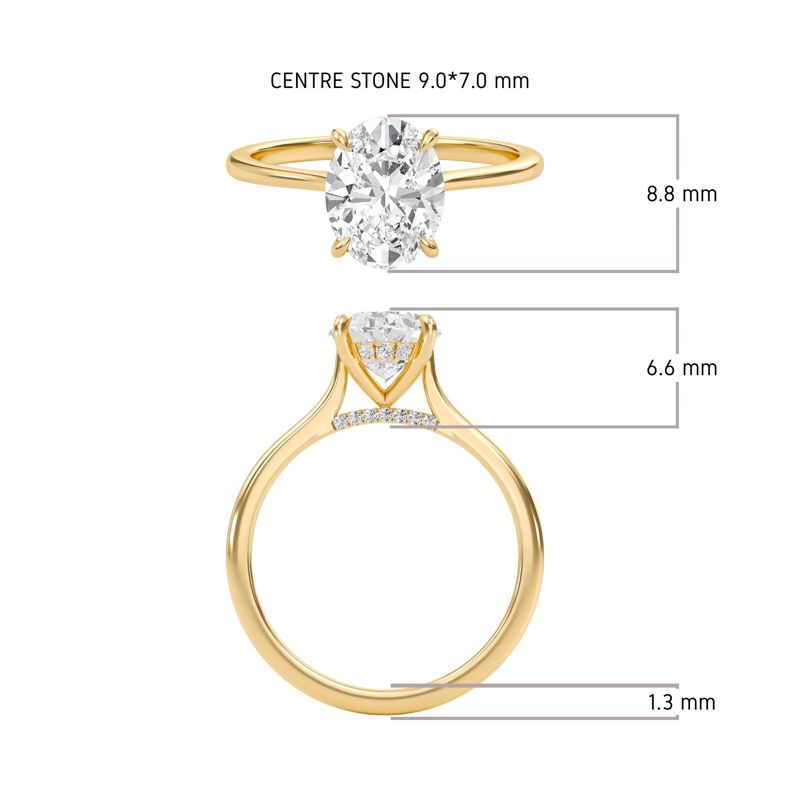 Oval Cathedral Hidden Halo Engagement Ring