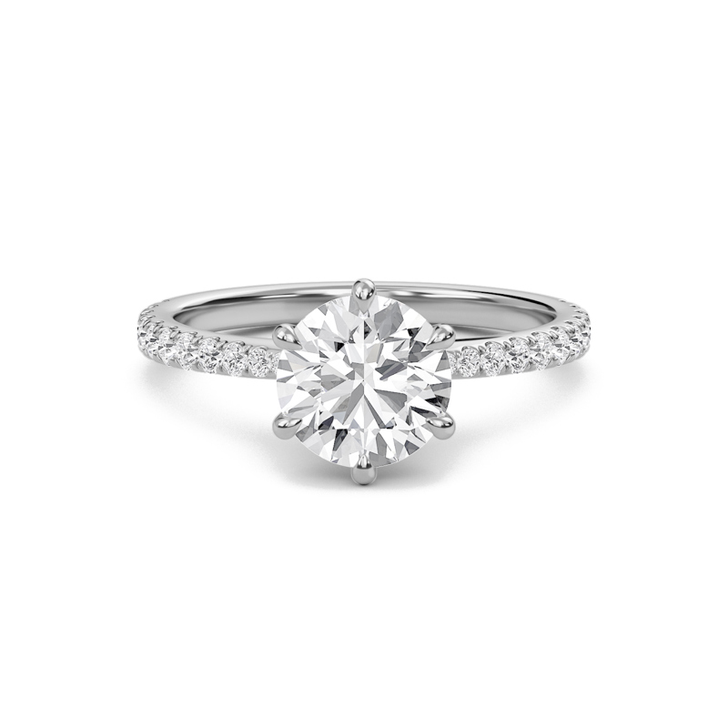 Classic Pave Six Prong Engagement Ring