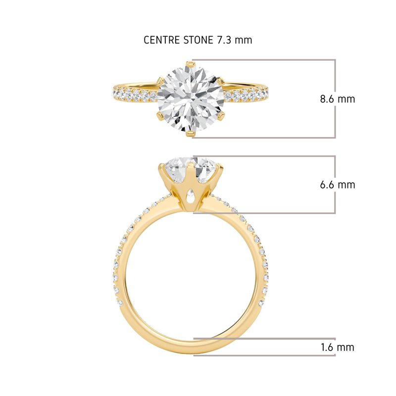 Round Tapered Six Prong Pave Ring