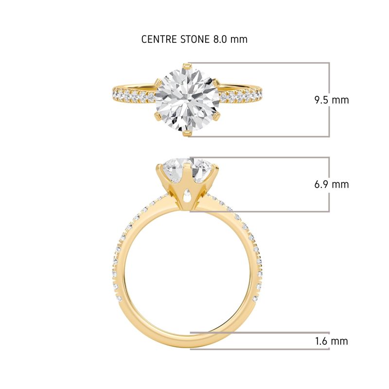 Round Tapered Six Prong Pave Ring