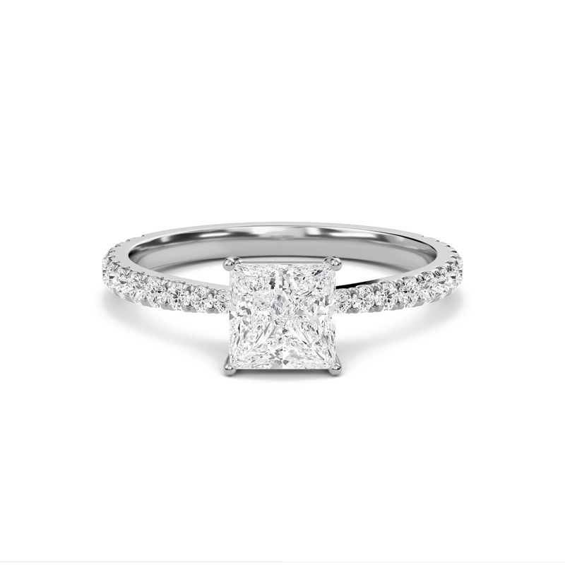 Princess Elegant Pave Engagement Ring
