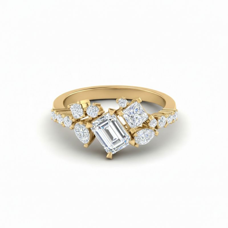 Emerald Cut Mosaic Ring