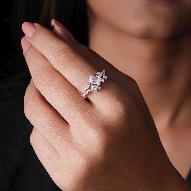 Emerald Cut Mosaic Ring