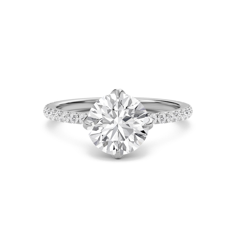 Pave Claw Prong Engagement Ring