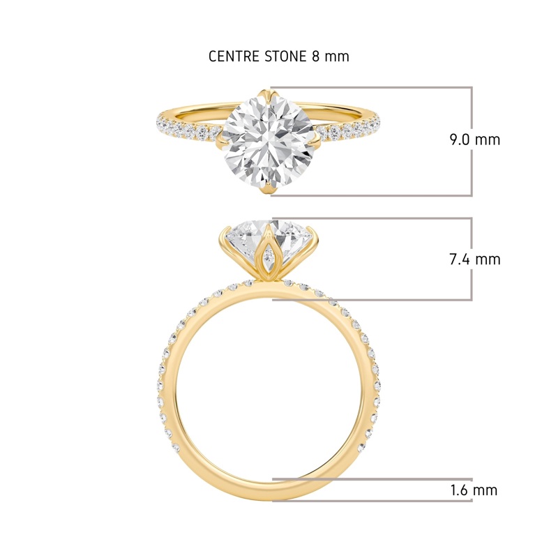Pave Claw Prong Engagement Ring