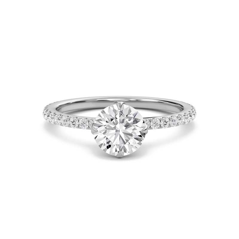 Pave Claw Prong Engagement Ring