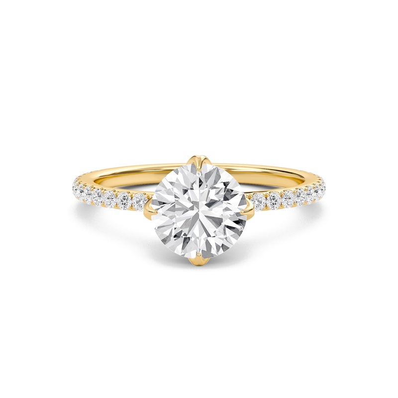 Pave Claw Prong Engagement Ring