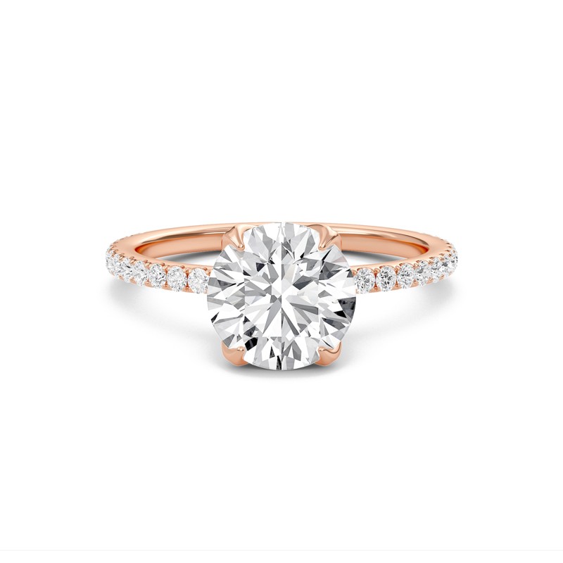 Pave Petal Four Prong Engagement Ring