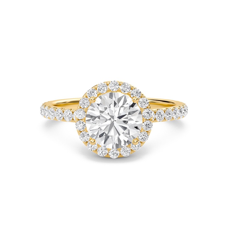 Round Halo Embellished Prongs Ring