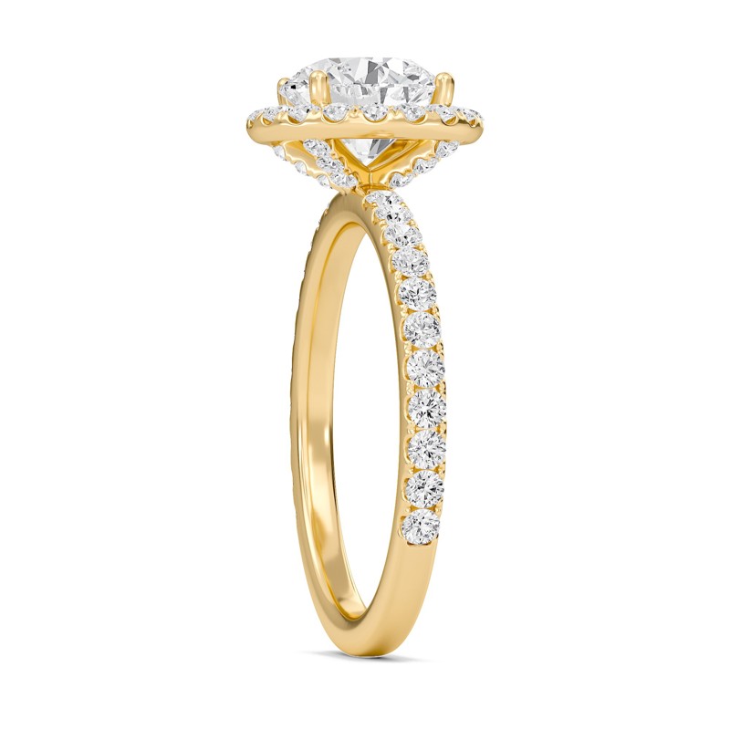 Round Halo Embellished Prongs Ring