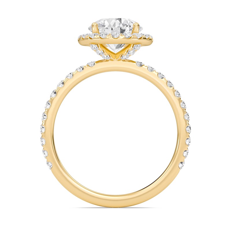 Round Halo Embellished Prongs Ring