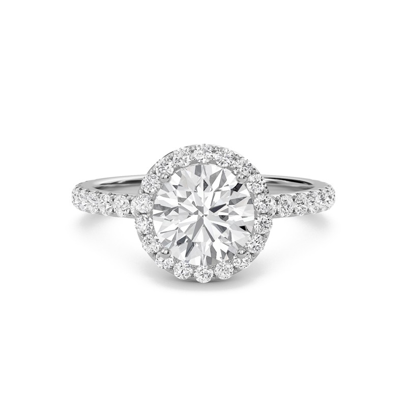 Round Halo Embellished Prongs Ring