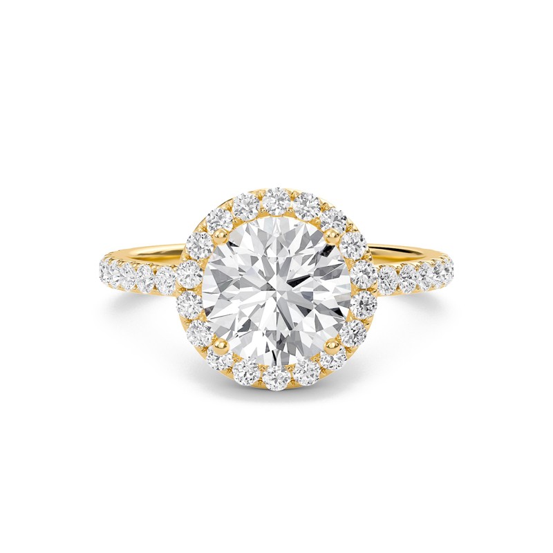 Round Halo Embellished Prongs Ring