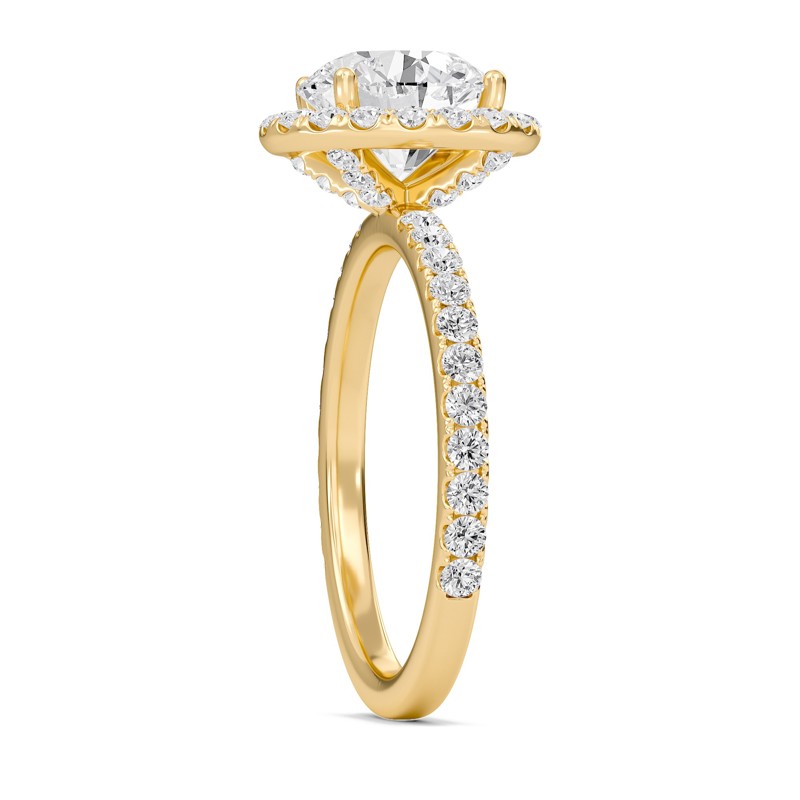 Round Halo Embellished Prongs Ring