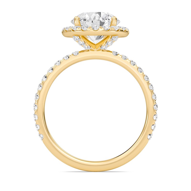 Round Halo Embellished Prongs Ring