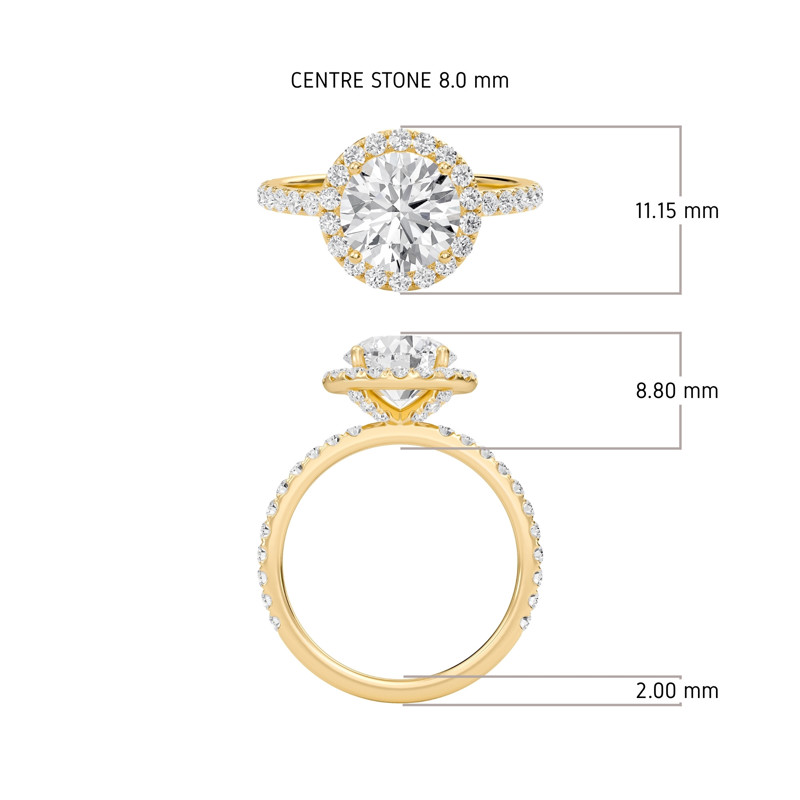 Round Halo Embellished Prongs Ring
