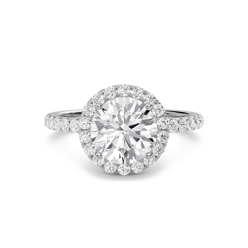 Round Halo Embellished Prongs Ring