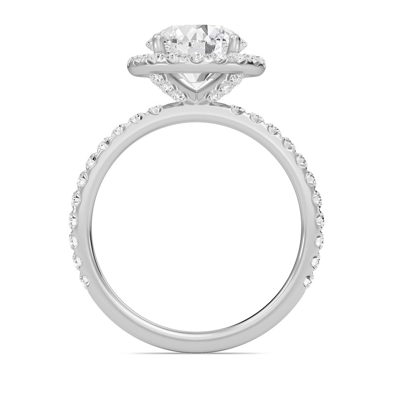 Round Halo Embellished Prongs Ring