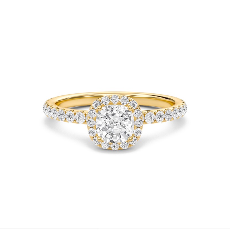 Cushion Halo Embellished Prongs Ring