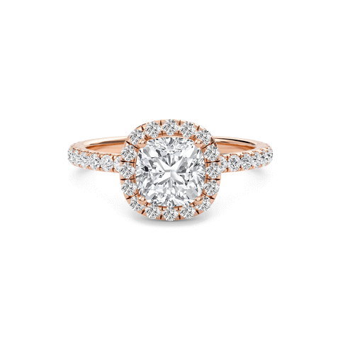 Cushion Halo Embellished Prongs Ring