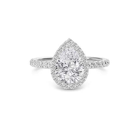 Pear Halo Embellished Prongs Ring