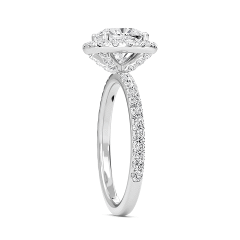 Cushion Halo Embellished Prongs Ring