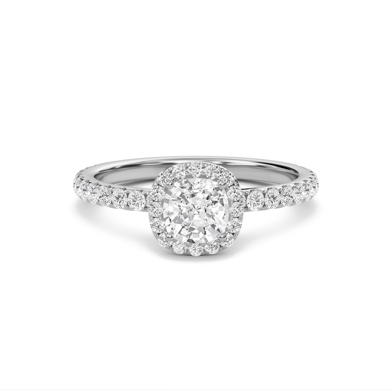 Cushion Halo Embellished Prongs Ring